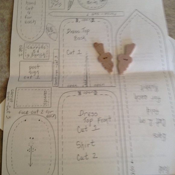 Fabric Doll Sewing Pattern Bundle Rag Doll Country Bunny Rabbit Carrots Stuffed - Picture 6 of 8